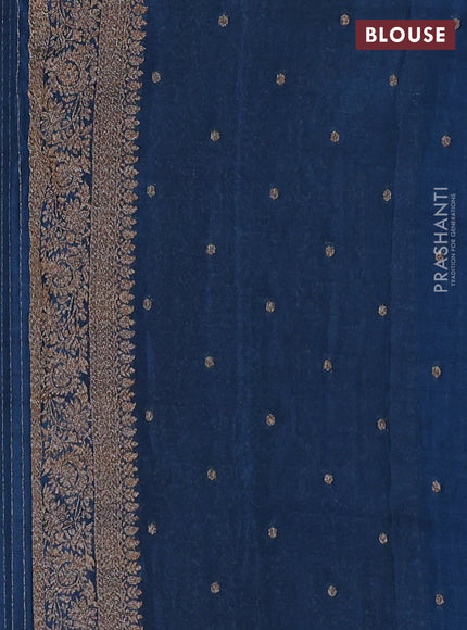 Banarasi semi crepe saree mango yellow and cs blue with allover thread & zari weaves and woven border