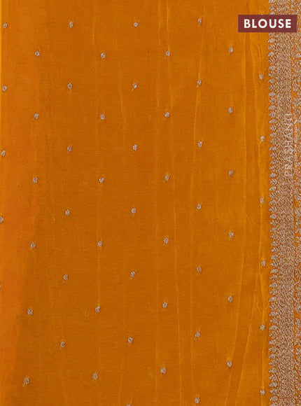 Banarasi semi crepe saree purple and mustard yellow with allover thread & zari weaves and woven border