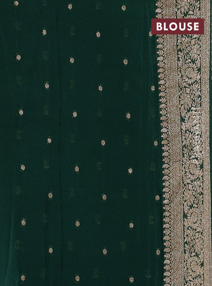 Banarasi semi crepe saree green with allover thread & zari weaves and woven border