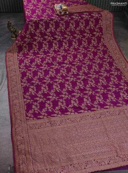 Banarasi semi crepe saree purple with allover thread & zari weaves and woven border