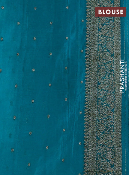 Banarasi semi crepe saree teal blue with allover thread & zari weaves and woven border