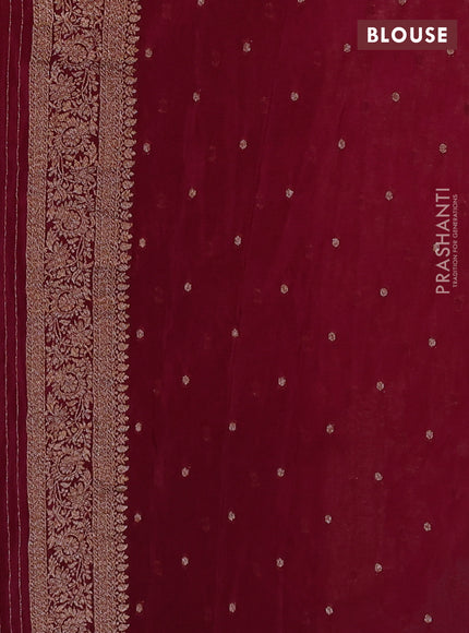 Banarasi semi crepe saree maroon with allover thread & zari weaves and woven border