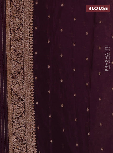Banarasi semi crepe saree deep wine with allover thread & zari weaves and woven border