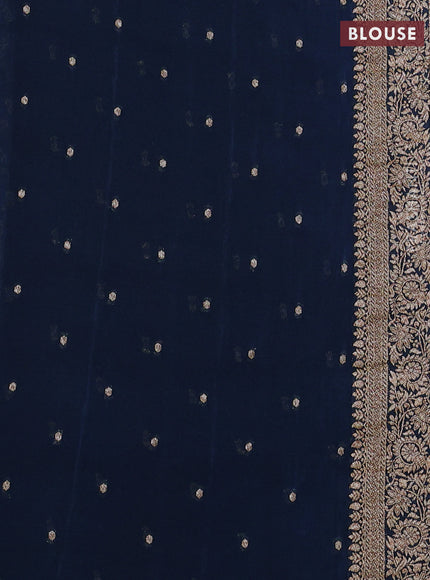 Banarasi semi crepe saree peacock blue with allover thread & zari weaves and woven border