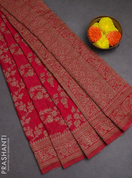 Banarasi semi crepe saree pink with allover thread & zari weaves and woven border