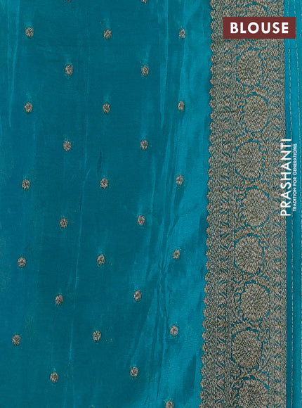 Banarasi semi crepe saree violet and teal blue with woven buttas and woven border