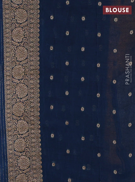 Banarasi semi crepe saree mustard yellow and peacock blue with woven buttas and woven border