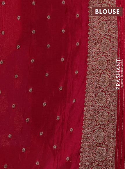 Banarasi semi crepe saree peacock blue and pink with woven buttas and woven border