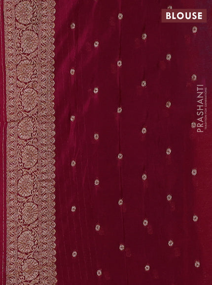 Banarasi semi crepe saree teal blue and dark pink with woven buttas and woven border