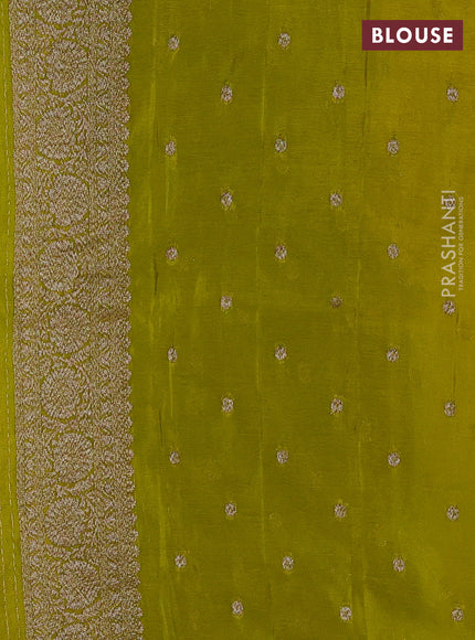 Banarasi semi crepe saree wine shade and lime green with woven buttas and woven border