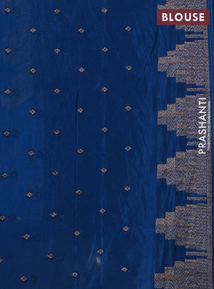 Banarasi semi crepe saree cs blue with woven buttas and woven border