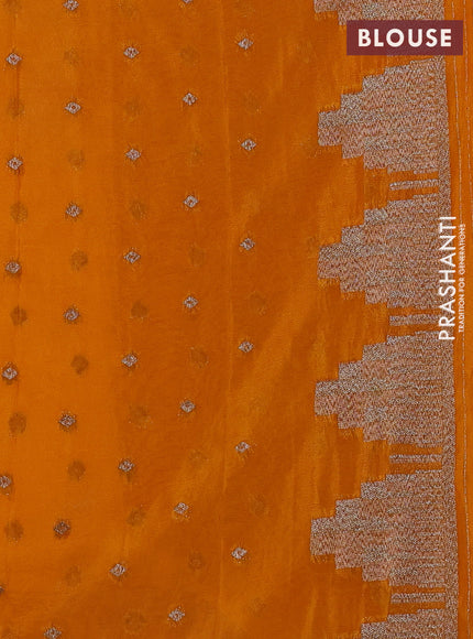 Banarasi semi crepe saree mango yellow with woven buttas and woven border