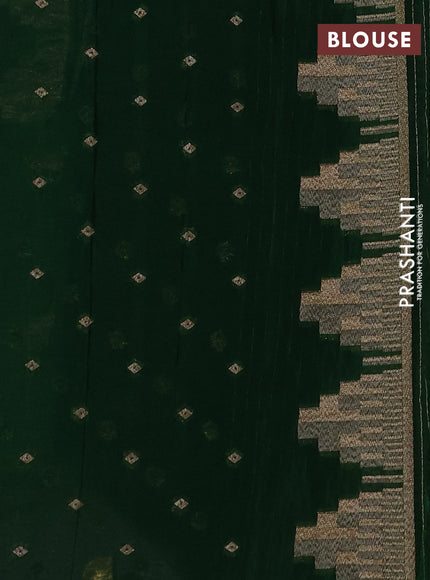 Banarasi semi crepe saree green with woven buttas and woven border
