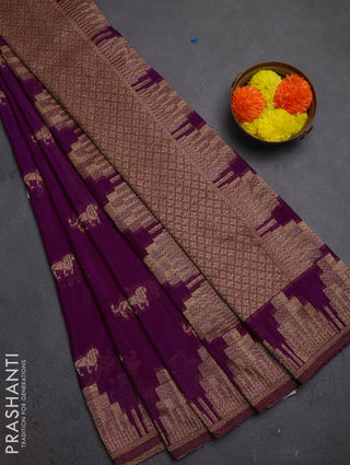 Banarasi semi crepe saree purple with woven buttas and woven border