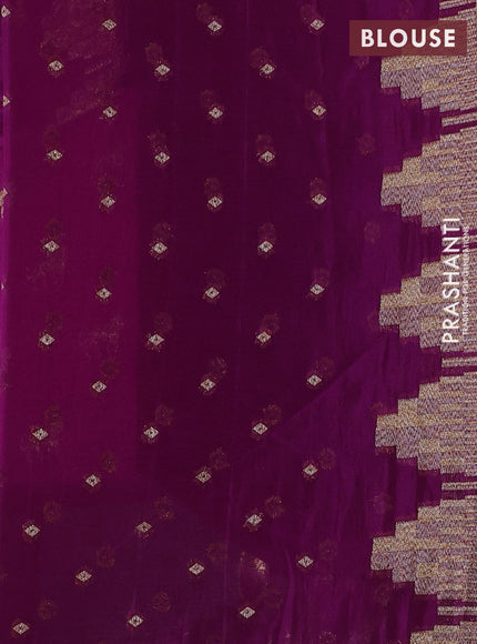 Banarasi semi crepe saree purple with woven buttas and woven border