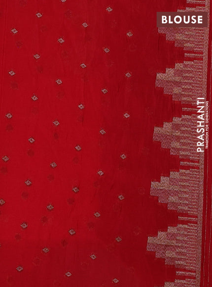 Banarasi semi crepe saree red with woven buttas and woven border