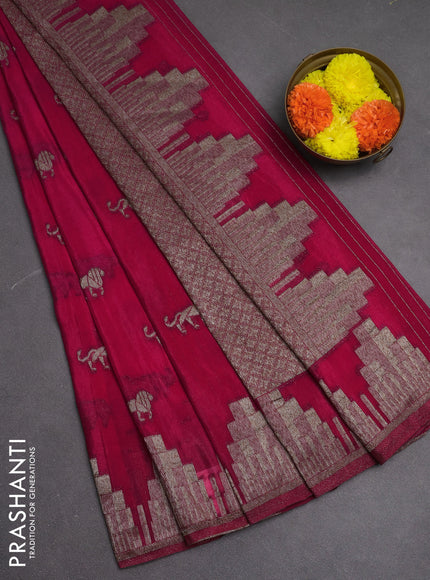 Banarasi semi crepe saree pink with woven buttas and woven border