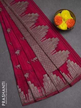 Banarasi semi crepe saree pink with woven buttas and woven border