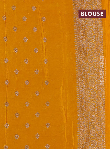 Banarasi semi crepe saree red and mustard yellow with woven buttas and woven border