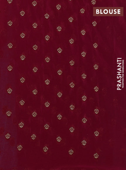 Banarasi semi crepe saree teal blue and dark pink with woven buttas and woven border