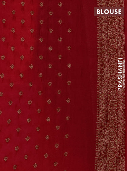 Banarasi semi crepe saree peacock blue and dark pink with woven buttas and woven border