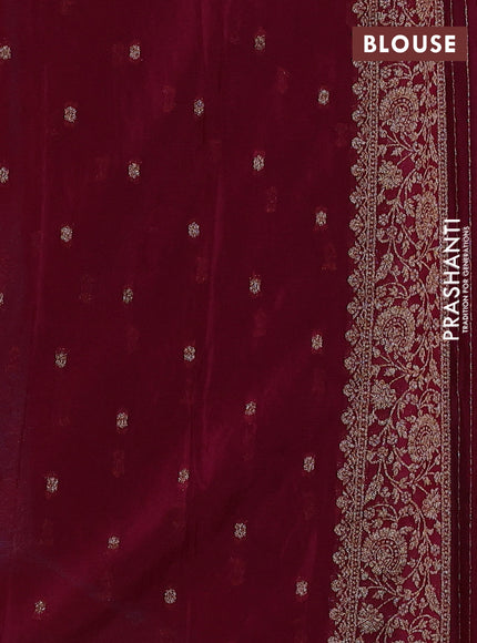 Banarasi semi crepe saree teal green and dark magenta pink with woven buttas and woven border