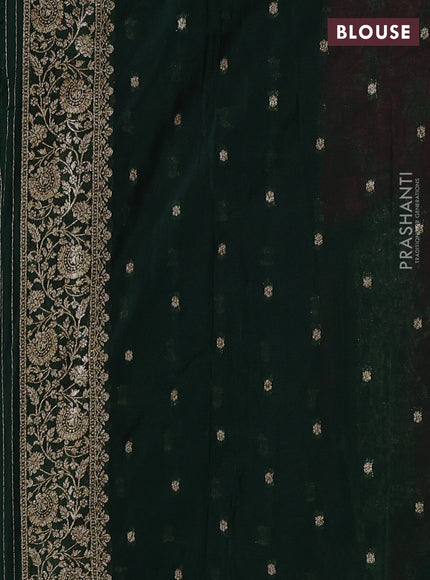 Banarasi semi crepe saree pink and green with woven buttas and woven border