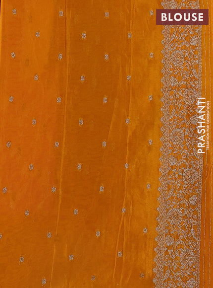 Banarasi semi crepe saree purple and mustard yellow with woven buttas and woven border