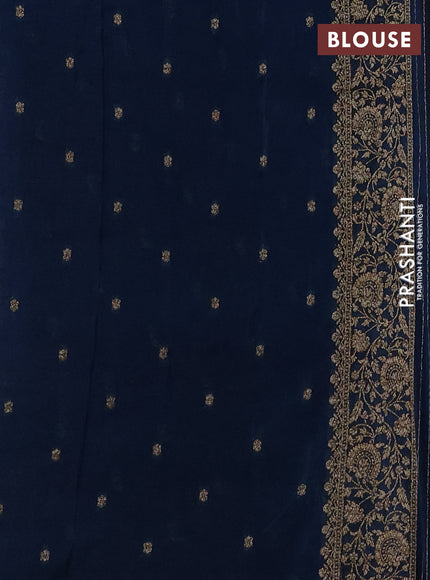 Banarasi semi crepe saree mustard yellow and peacock blue with woven buttas and woven border