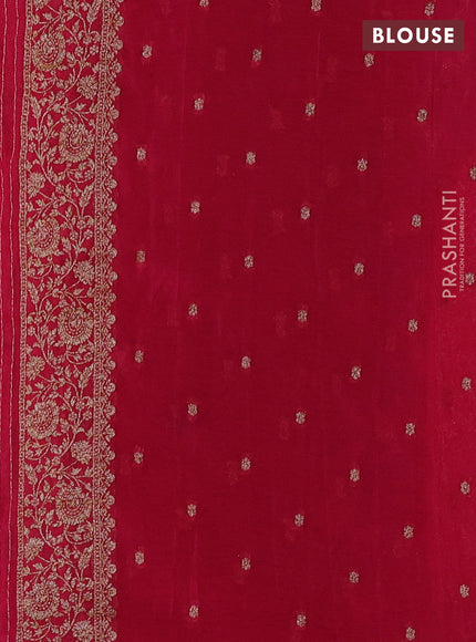 Banarasi semi crepe saree peacock blue and pink with woven buttas and woven border
