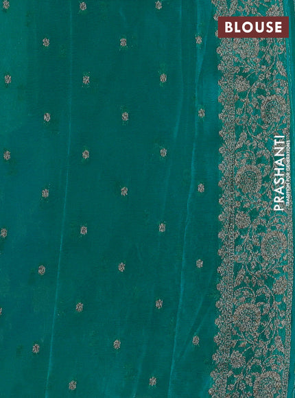 Banarasi semi crepe saree violet and teal blue with woven buttas and woven border