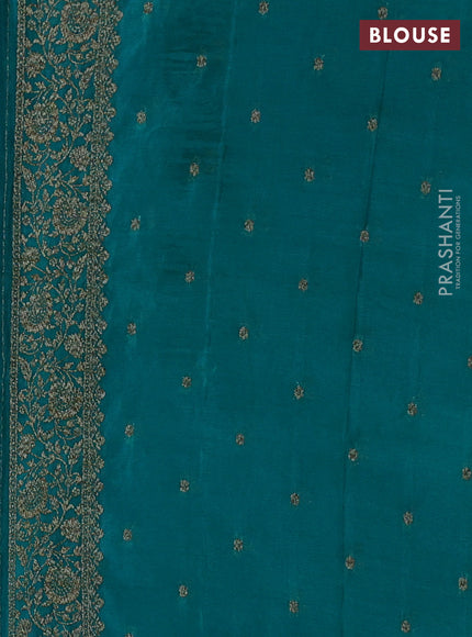 Banarasi semi crepe saree deep jamun and teal blue with woven buttas and woven border