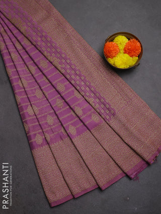 Banarasi semi crepe saree lavender with allover thread & zari weaves and woven border