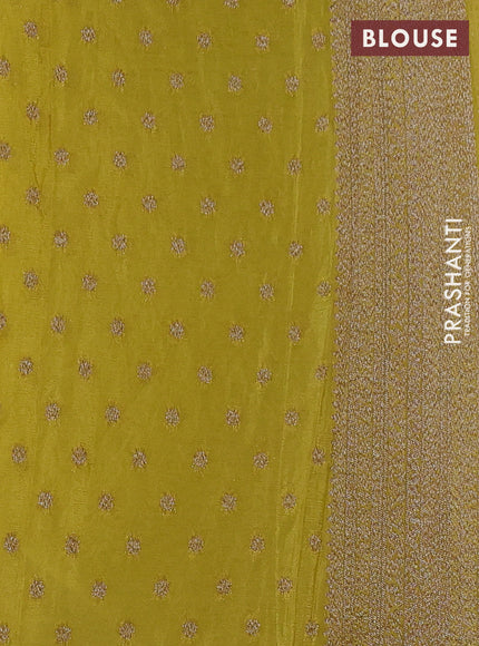 Banarasi semi crepe saree lime yellow with allover thread & zari weaves and woven border