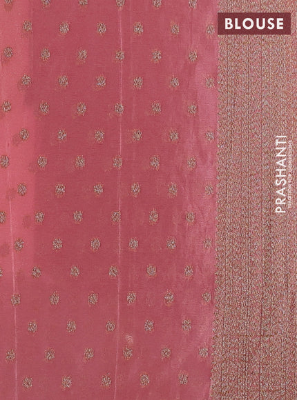 Banarasi semi crepe saree peach shade with allover thread & zari weaves and woven border