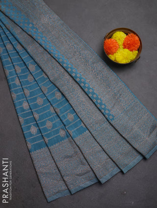 Banarasi semi crepe saree pastel blue with allover thread & zari weaves and woven border
