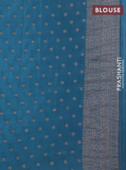 Banarasi semi crepe saree pastel blue with allover thread & zari weaves and woven border