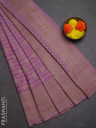 Banarasi semi crepe saree lavender with allover thread & zari weaves and woven border
