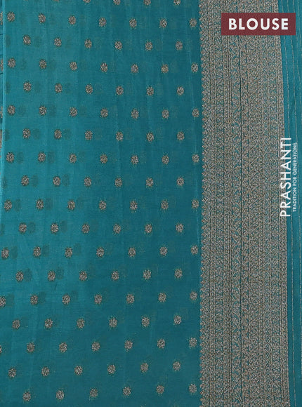 Banarasi semi crepe saree teal shade with allover thread & zari weaves and woven border