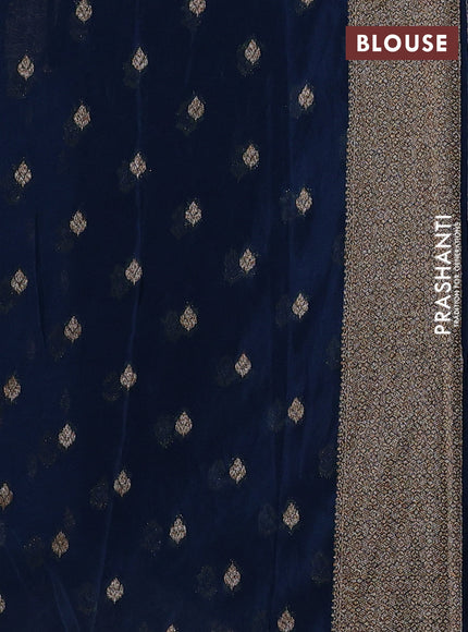 Banarasi semi crepe saree peacock blue with woven buttas and woven border