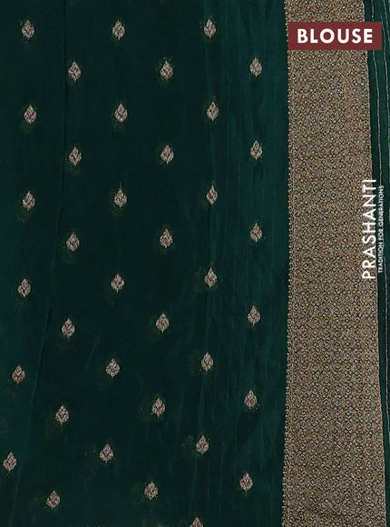Banarasi semi crepe saree green with woven buttas and woven border