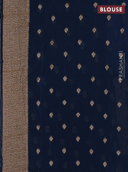Banarasi semi crepe saree peacock blue with woven buttas and woven border