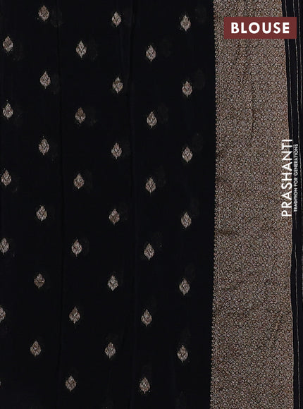Banarasi semi crepe saree black with woven buttas and woven border