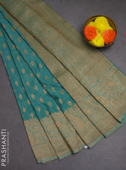 Banarasi semi crepe saree pastel green with woven buttas and woven border