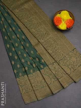 Banarasi semi crepe saree pastel green with woven buttas and woven border