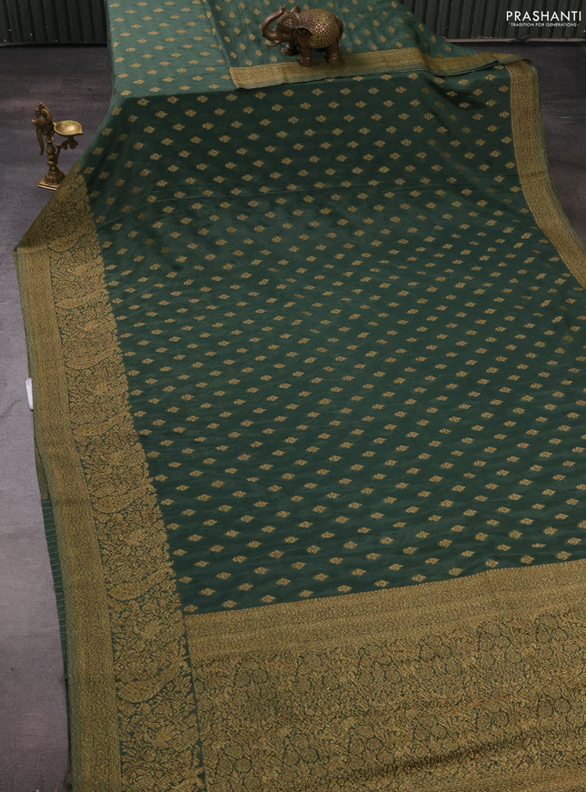 Banarasi semi crepe saree pastel green with woven buttas and woven border
