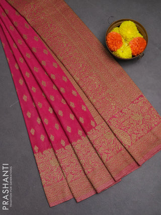 Banarasi semi crepe saree pink with woven buttas and woven border