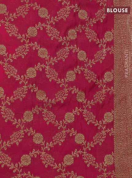 Banarasi semi crepe saree pink with woven buttas and woven border