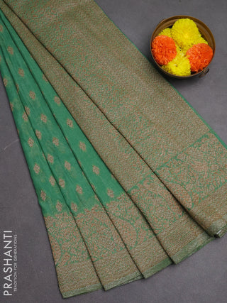 Banarasi semi crepe saree pastel green with woven buttas and woven border