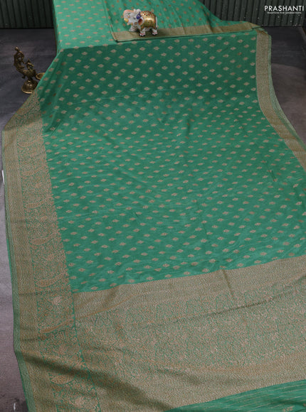 Banarasi semi crepe saree pastel green with woven buttas and woven border